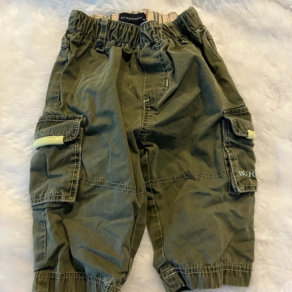 Burberry Kids Green Cargo Shorts